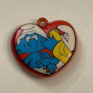 Vintage Peyo Smurf Charm Plastic Smurfette Heart OC19